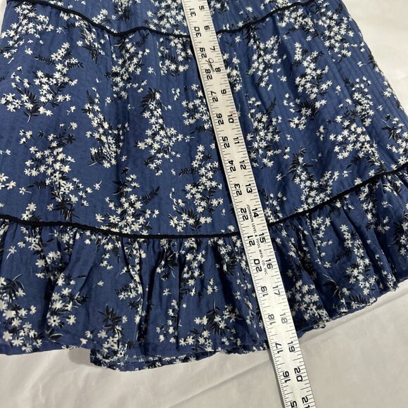 Ulla Johnson Womens Skirt XS Blue White Floral Tiered Cotton Silk Blend Corpcore - Picture 5 of 8